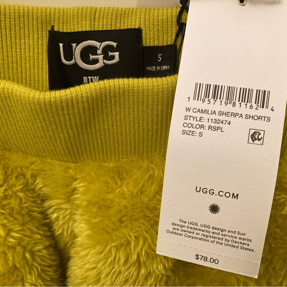 UGG Camilia Sherpa Shorts (NWT) in Mustard Yellow (Size S) - Cozy Wear - Picture 5 of 16